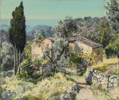 Mas dans la campagne de grasse by Gabriel Deschamps, Oil on canvas, sold Aug 2022