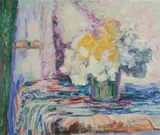 Flowers on a table by Lucie Cousturier, Oil on canvas, offered Aug 2022