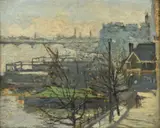 Chelsea embankment by Louise Pickard, Oil on canvas, sold Aug 2022