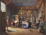 The artist studio by Louis Haghe, 1861, Watercolour and bodycolour, heightened with white, sold Aug 2022