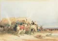 COWHILL FAIR, NEWCASTLE Pencil by Thomas Miles Richardson Junior, 1835, Pencil, watercolour and bodycolour, offered Aug 2022