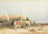 COWHILL FAIR, NEWCASTLE Pencil by Thomas Miles Richardson Junior, 1835, Pencil, watercolour and bodycolour, offered Aug 2022