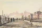 Morning, folkestone, from the fishermen's quarters by Muirhead Bone, 1948, Watercolour, offered Aug 2022