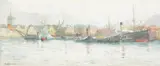 Port scene by Alfred Heaton Cooper, Pencil and watercolour, offered Aug 2022