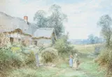Calling at granny's by Henry John Sylvester Stannard, Watercolour, offered Aug 2022