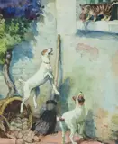 Drop that rat by John Edwin Noble, Watercolour and gouache, sold Aug 2022