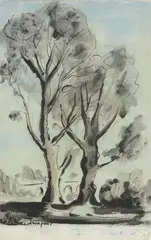 Study of trees by Roger de Grey, Watercolour, ink and wash, offered Aug 2022