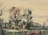 Mill farm, wissington, essex by Rowland Suddaby, Watercolour, ink and wash, sold Aug 2022