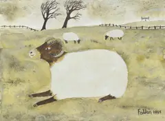 Sheep in a field by Mary Fedden, 1995, Watercolour and bodycolour, sold Aug 2022