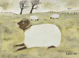 Sheep in a field by Mary Fedden, 1995, Watercolour and bodycolour, sold Aug 2022