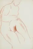 Seated nude with leg raised by Frank Dobson, drawing, offered Aug 2022