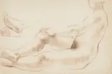 Reclining nude with foot study by Frank Dobson, drawing, offered Aug 2022