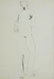 Standing nude with hand on hip by Frank Dobson, Ink, offered Aug 2022