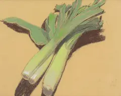 Leeks by John Sergeant, 1991, Pastel, sold Aug 2022