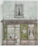 Boulangerie by Richard Beer, Etching aquatint, sold Aug 2022
