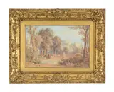 The academic grove athens & a restoration of the city of rome by W. Barrington, Watercolour, sold Jun 2022