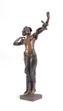 A rare large bronze figure 'the snake dancer', early 20th century by Friedrich Goldscheider, Patinated in varying shades of gold, signed indistinctly 'Bousé', sold Jun 2022