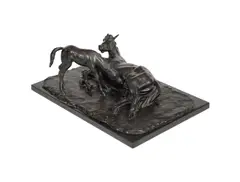 Mare and foal ii by Enzo Plazzotta, sculpture, sold Jun 2022