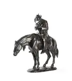 AN EQUESTRIAN BRONZE OF A MAN ON HORSEBACK LATE 19TH CENTURY The 'Buttero' depicted in the act of lighting his pipe by Ferdinando Vichi, BRONZE, sold May 2022