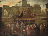Comici ambulante by Marco Marcola, oil, sold May 2022