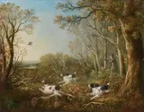 Woodcock shooting by Samuel John Egbert Jones, oil, sold May 2022