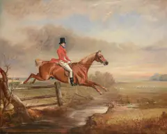 The hon. henry augustus craven clearing a brook with hounds by John E. Ferneley, oil, sold May 2022