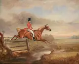 The hon. henry augustus craven clearing a brook with hounds by John E. Ferneley, oil, sold May 2022