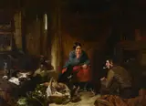 A cottage interior by John Frederick Herring Senior, oil, offered May 2022
