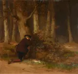 The rabbit hunt by Louis Benoit Antoine Tuerlinckx, 1870, Oil on panelSigned and dated, sold May 2022