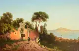 The bay of naples by Anton Pick, 1876, oil, sold May 2022