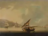 Shipping in the tagus at lisbon by Thomas Buttersworth, oil, offered May 2022