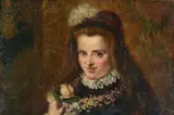 PORTRAIT OF EDITH FITZGERALDOil on boardSigned with initials (lower right) and inscribed 'Edith Fitzgerald, daughter of J by John Anster Fitzgerald, oil on canvas, offered May 2022