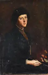 Self portrait by Florence Fitzgerald, oil, sold May 2022