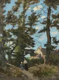 Le retour du marché by Henry Joseph Harpginies, oil, sold May 2022