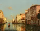 Venetian canal by Antoine Bouvard, oil, sold May 2022