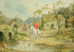 Going to the meet by George Wright, oil, sold May 2022