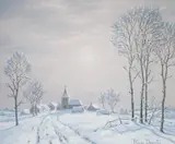 Christmas Eve in the Auvergne by Roger Desoutter, oil on board, sold Apr 2023
