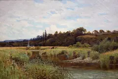 Summertime on the Llugwy, North Wales by Charles L. Saunders, oil on canvas, sold Apr 2023