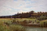 Summertime on the Llugwy, North Wales by Charles L. Saunders, oil on canvas, sold Apr 2023