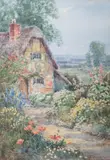 A cottage garden by Teresa Sylvester Stannard, watercolour, sold Apr 2023