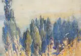 View in Italy, label verso, 24 x 33cm by Henry Simpson, watercolour, offered Apr 2023