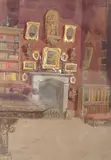 The Library by James Holland, watercolour, sold Apr 2023