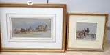 French peasants on a lane' and 'Stagecoach on a lane by Charles Cooper Henderson, watercolor, sold Apr 2023