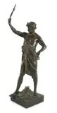 Per Laborem' modelled as a classical athlete holding aloft a laurel sprig by Émile Louis Picault, bronze, sold Apr 2023