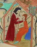 The Holy Family in the stable at Bethlehem' c.1922, Wolseley Fine Arts label verso, 13 x 10.5cm by Joanna Gill, watercolour, offered Mar 2023