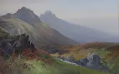 Scottish mountain pass by Reginald Daniel Sherrin, gouache, sold Mar 2023