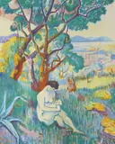 Saint-Tropez, view from the villa Demiere by Henri Manguin, lithograph, sold Mar 2023
