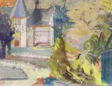 House and garden by Ray Howard-Jones, gouache and watercolour, sold Mar 2023