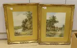 At Goring, Surrey' and 'The Thames at Cullam by Henry H. Parker, watercolor, sold Mar 2023