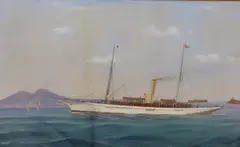 The steam yacht, Cunilda by Antonio de Simone the Elder, gouache, sold Mar 2023